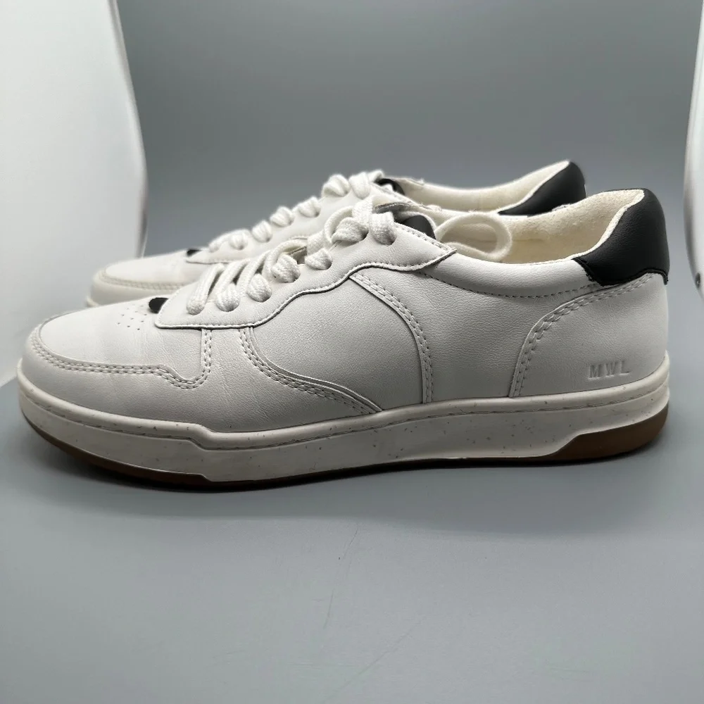 Madewell Court Sneakers in White and black leather Minimalist Unisex Women's 9M - Picture 3 of 16
